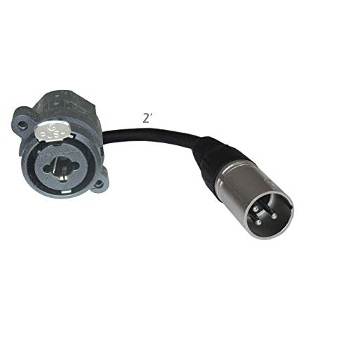 2ft Pigtail: TRS/XLR Male Panel Mount to XLR Male Plug (Black) Black