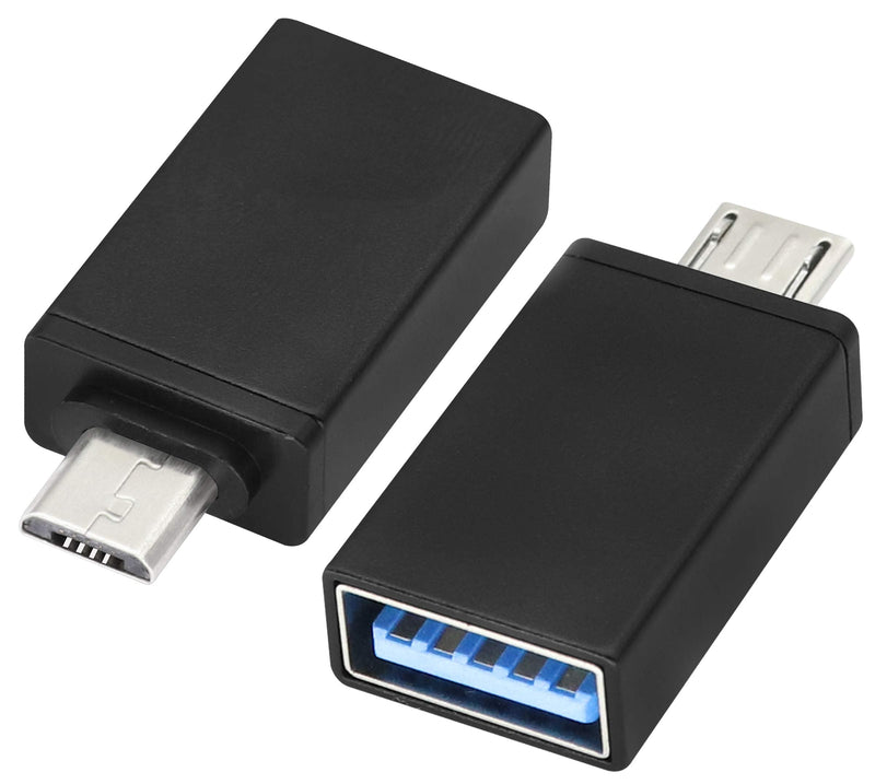 AAOTOKK OTG Micro to USB Adapter, Aluminum Alloy Micro USB Male to USB 2.0 A Female OTG (On The Go) Adapter for Android Smartphone Tablets More USB and Micro Devices (2 Pack-Black) Black