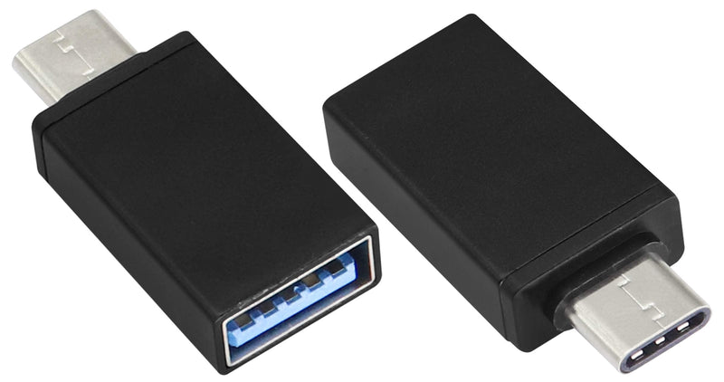 AAOTOKK Type C to USB 2.0 Adapter Aluminum Type C Male to USB A 2.0 Female Converter, On The Go (OTG) for Smartphone, Laptops,Mouse Keyboards, More USB and Type-C Devices(2 Pack-Black) Black