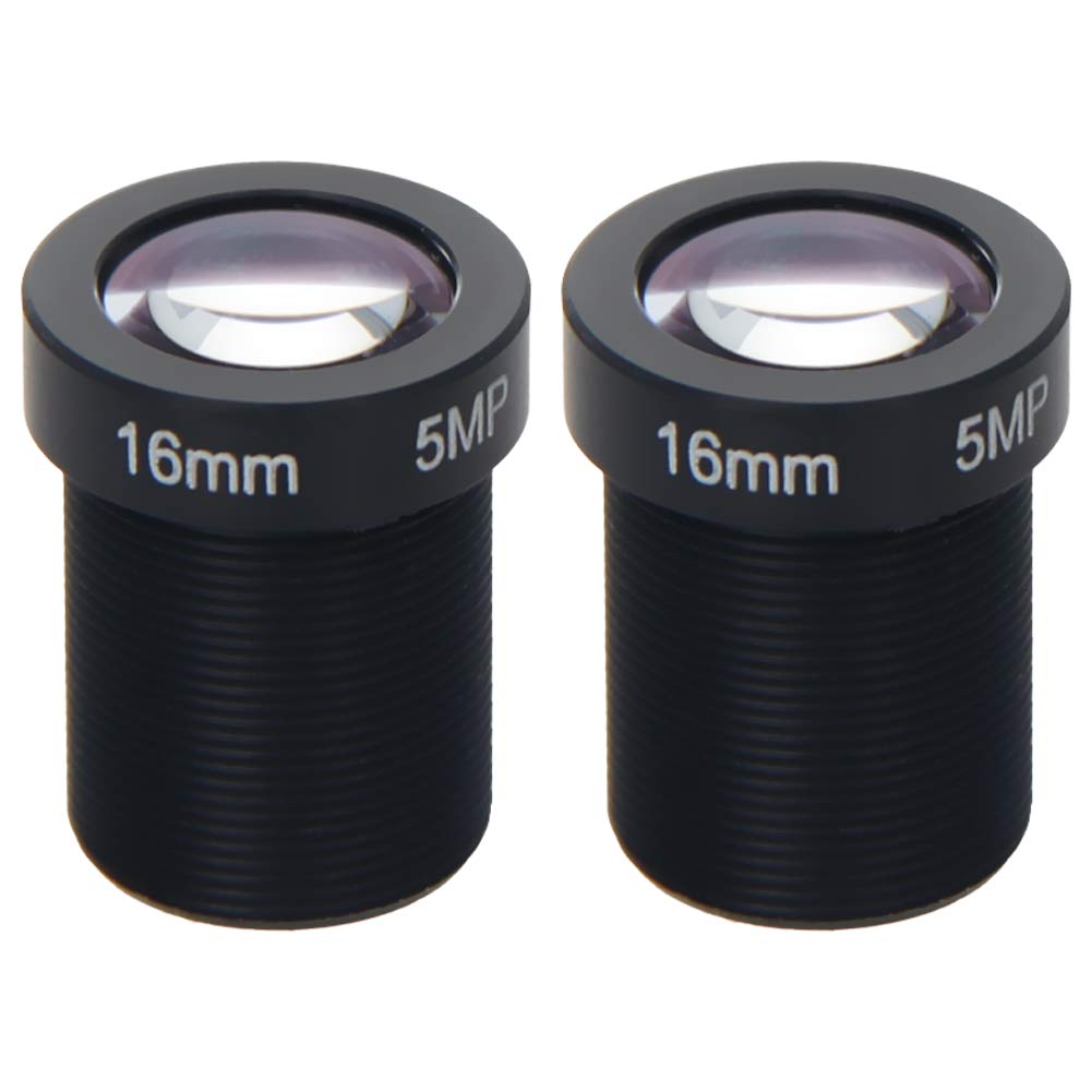 Othmro 2Pcs 16mm Camera Lens 5MP F2.0 Pixels Security WiFi Camera Lens, 1/2.5 Inch Wide Angle for Camera M12 Threaded Dia for IP Camera Panoramic Camera Lens