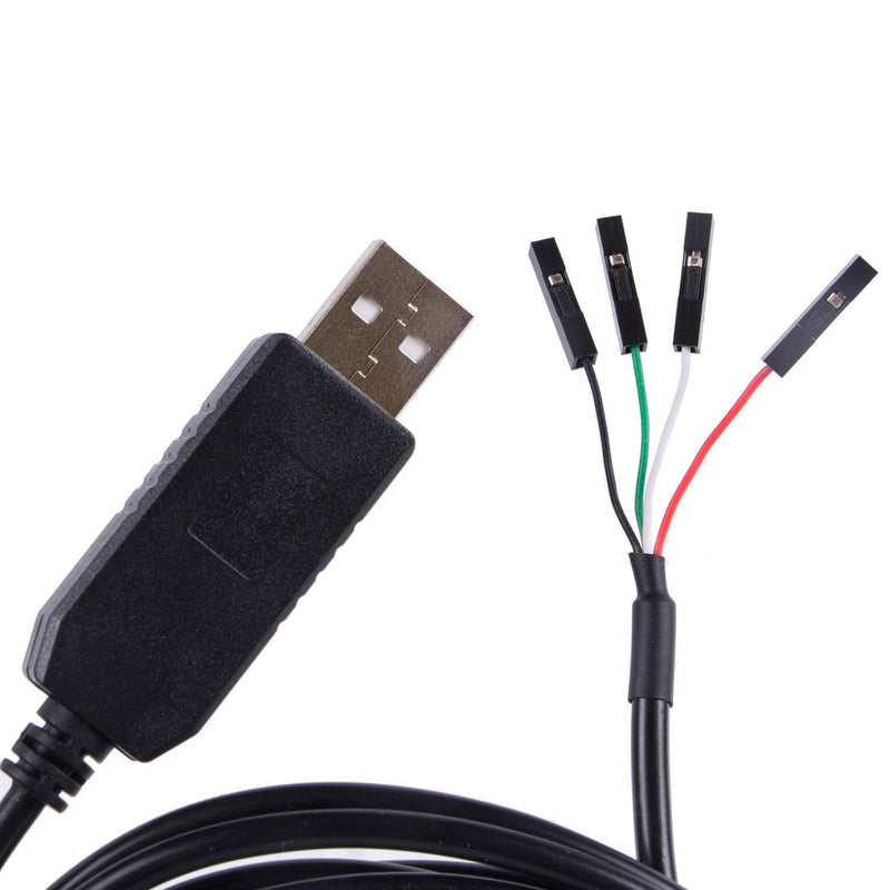 USB to TTL Serial 5V 3.3V Adapter Cable TX RX VCC GND Pinout with 4 Pin 0.1 inch Pitch Female Socket FTDI Chip for Windows 10 8 7 XP Vista Android Mac OS (Logic 3.3V Level) Logic 3.3V Level