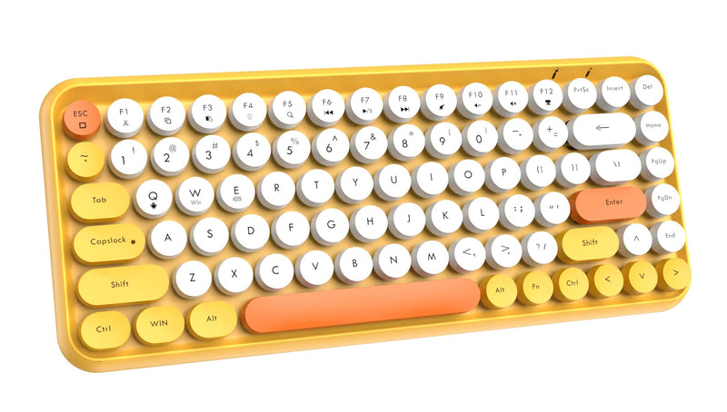 FELiCON Wireless Bluetooth Keyboard Mini Portable 84-Key Keyboard Compatible with Android, Windows, PC, Tablet-Dark, Perfer for Home and Office Keyboards Yellow