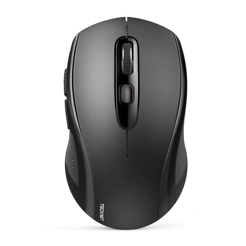 Bluetooth Wireless Mouse, TECKNET 3 Modes Bluetooth 5.0 & 3.0 Mouse 2.4G Wireless Portable Optical Mouse with USB Nano Receiver, 2400 DPI for Laptop, MacBook, PC, Windows, Android, OS System (Black) Black