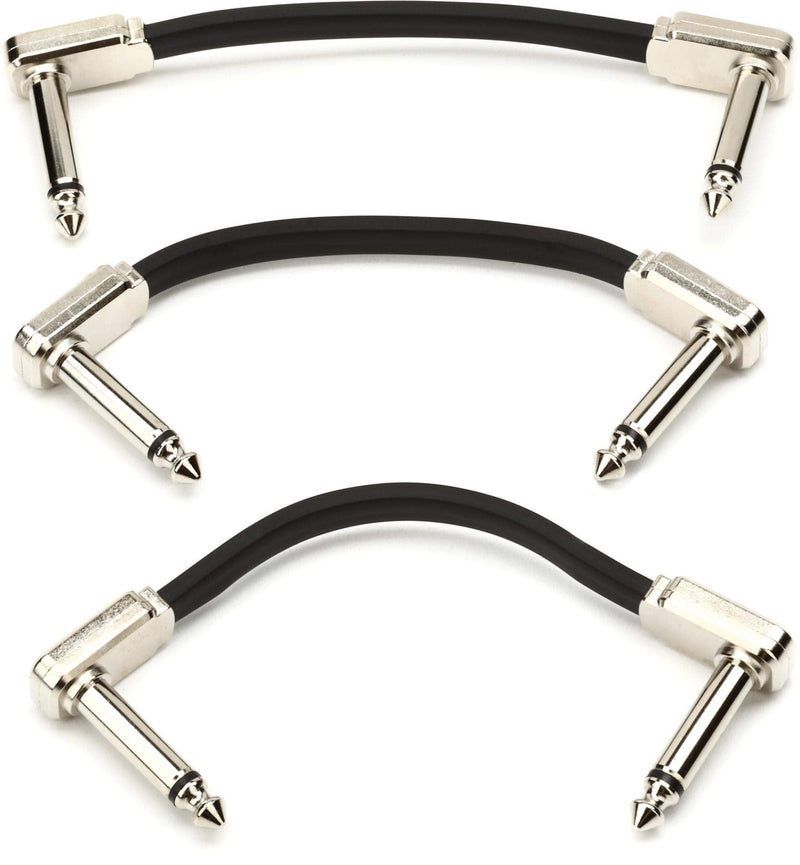 Ernie Ball Flat Ribbon Patch Cable 3-Pack, 3in, Black (P06220) 3 inch