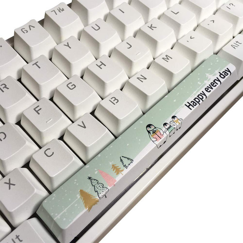 Spacebar Keycap, 5-Side Dye-subbed PBT Cherry Profile, DIY Keycap, 6.25U 6.25X Key for Gaming Mechanical Keyboard, Happy Penguins Penguins' Gift