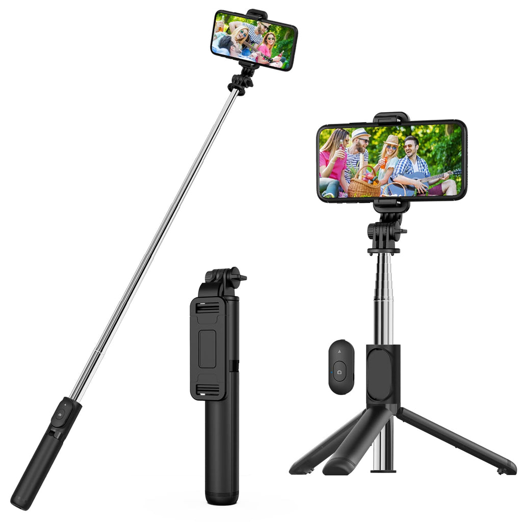 Selfie Stick, Extendable Selfie Stick Tripod with Wireless Remote and Tripod Stand, Portable, Lightweight, Compatible with iPhone 14 13 12 Pro Xs Max Xr X 8Plus 7, Samsung Smartphone and More Regular