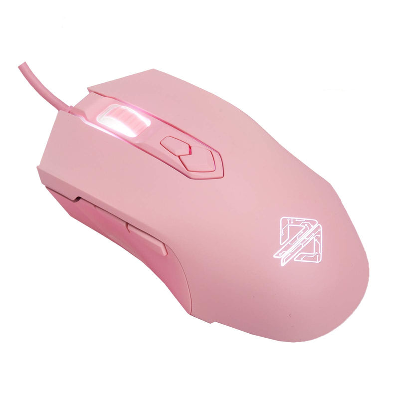 Lomiluskr AJ52 Gaming Mouse Wired, 7 Programmable Buttons, Computer Mice with RGB LED Backlit, 200-4800 DPI Adjustable,for Windows/Mac OS/Linux (Pink) Pink