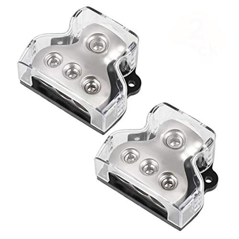 3 Way Power Distribution Block, 1x 0 Gauge in / 3X 4 Gauge Out Amp Power Distribution Ground Distributor Connecting Block for Car Amplifier Audio Splitter 2 Pack