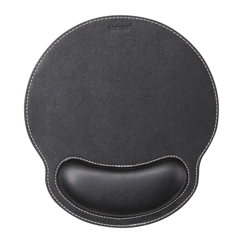Meffort Inc Leather Mouse Pad with Wrist Rest Support & Non-Slip Base, Durable Ergonomic Gaming Mousepad - Black 10.7 X 9.6 Inch