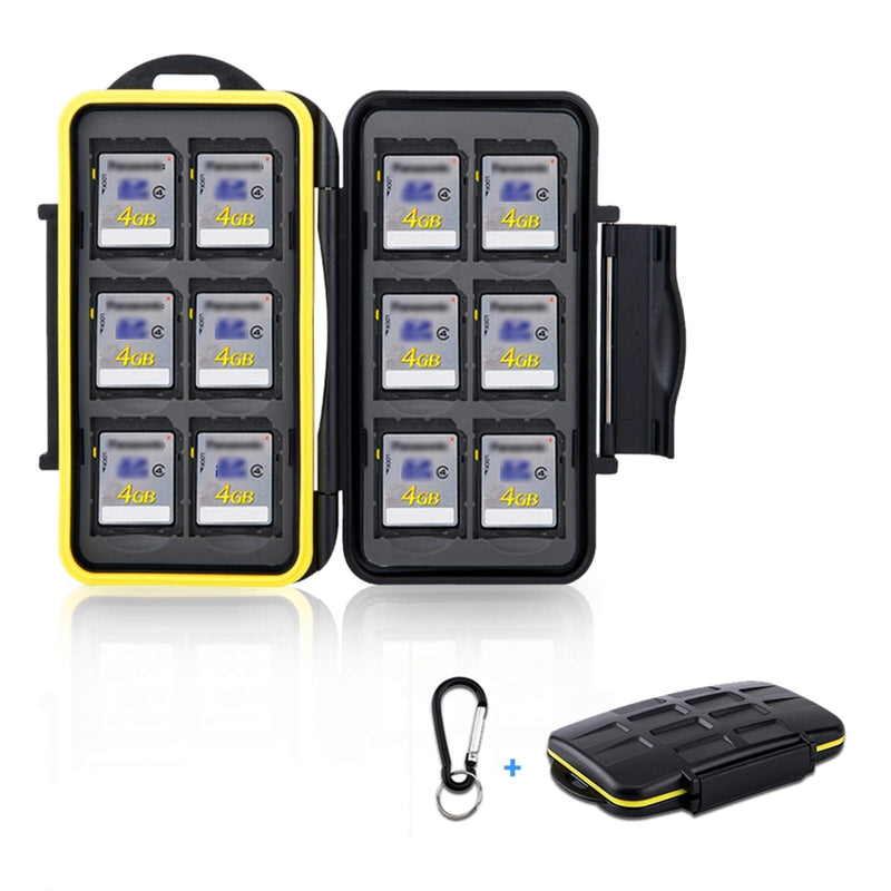 12 Slots SD Card Case Holder, SD Card Holder SD Card Organizer SD Card Storage Water-Resistant Anti-Shock SD/SDHC/SDXC Card Holder Storage with Carabiner 12 Slots for SD Card