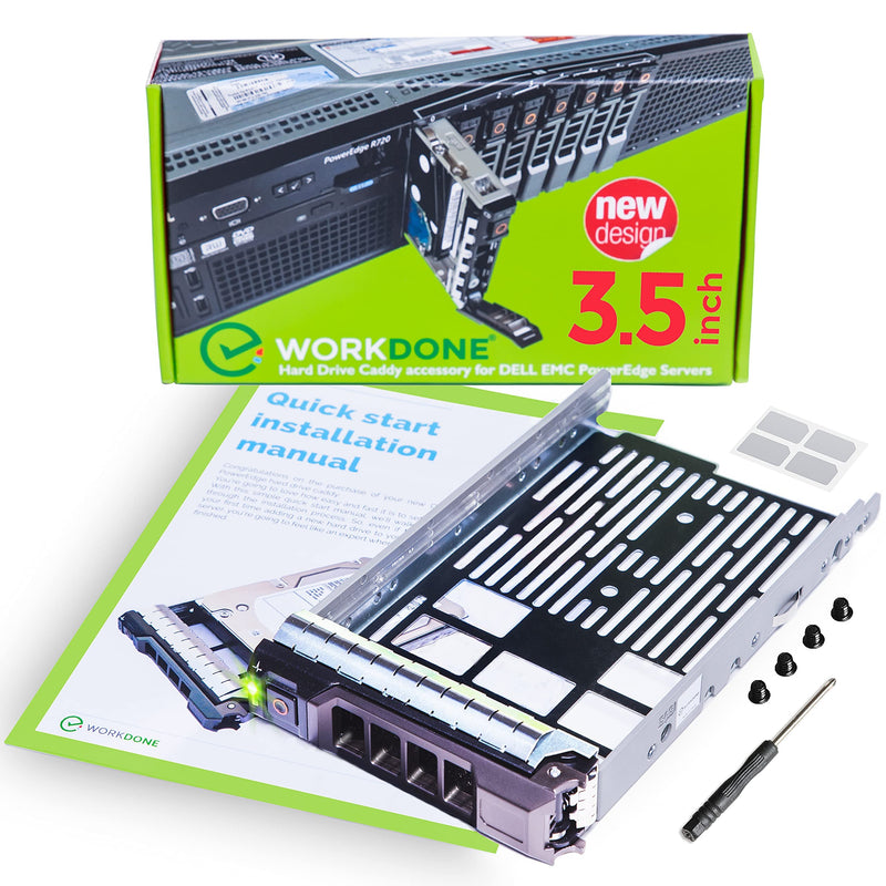 WORKDONE 3.5 inch Hard Drive Caddy Tray Compatible for Dell PowerEdge Servers - SAS SATA HDD Adapter Sled - Handle Busy Schedule - Easy Setup with Detailed Manual - Your Saved Time is Priceless