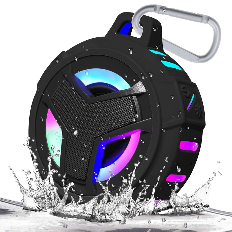 [AUSTRALIA] - EBODA Bluetooth Shower Speaker, Portable Bluetooth Speakers, IP67 Waterproof Wireless Speaker with LED Light, Floating, 2000mAh, True Wireless Stereo for Kayak, Beach, Gifts for unisex -Black Black 