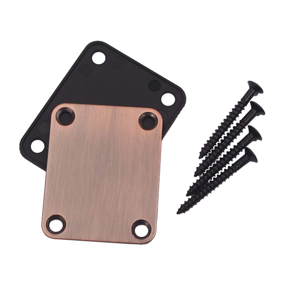 2pcs Electric Guitar Neck Plates with 4pcs Screws for Tele Guitar Jazz Bass Replacement Parts Accessories (Bronze) Bronze