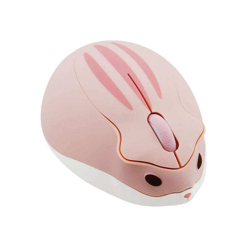 2.4GHz Wireless Mouse Cute Hamster Shape Less Noice Portable Mobile Optical 1200DPI USB Mice Cordless Mouse for PC Laptop Computer Notebook MacBook Kids Girl Gift (Pink) Pink