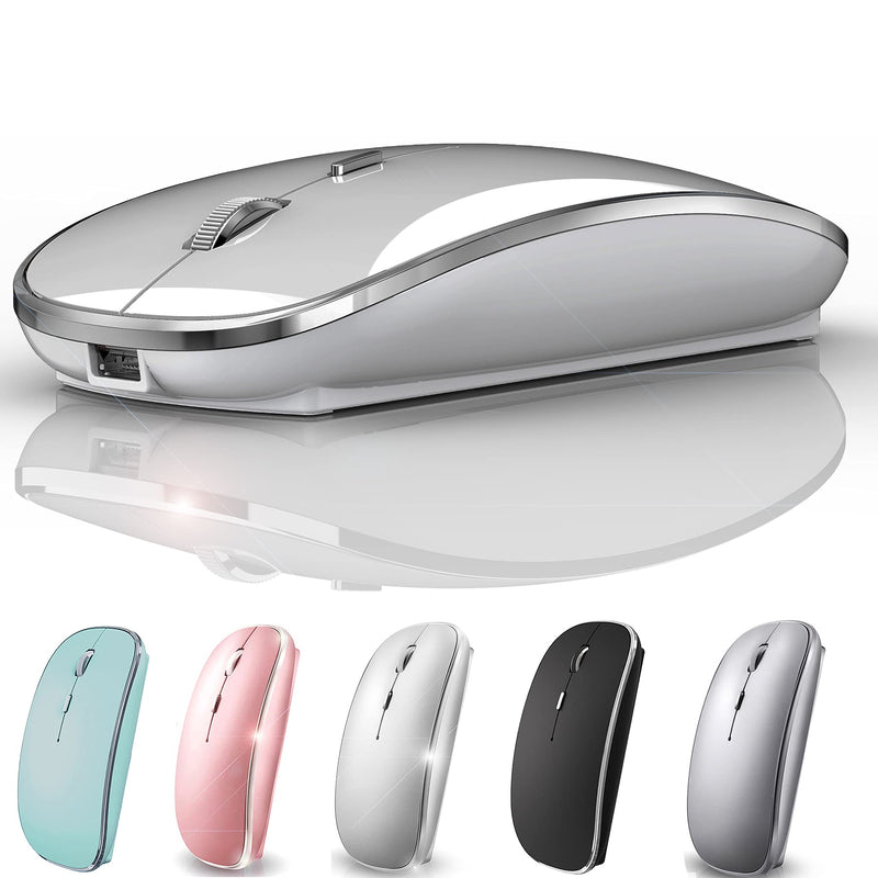 Bluetooth Mouse Wireless Bluetooth Mouse for iPad pro iPad Air Mac MacBook Pro MacBook Air Laptop Chromebook Windows HP DELL (Silver) SILVER