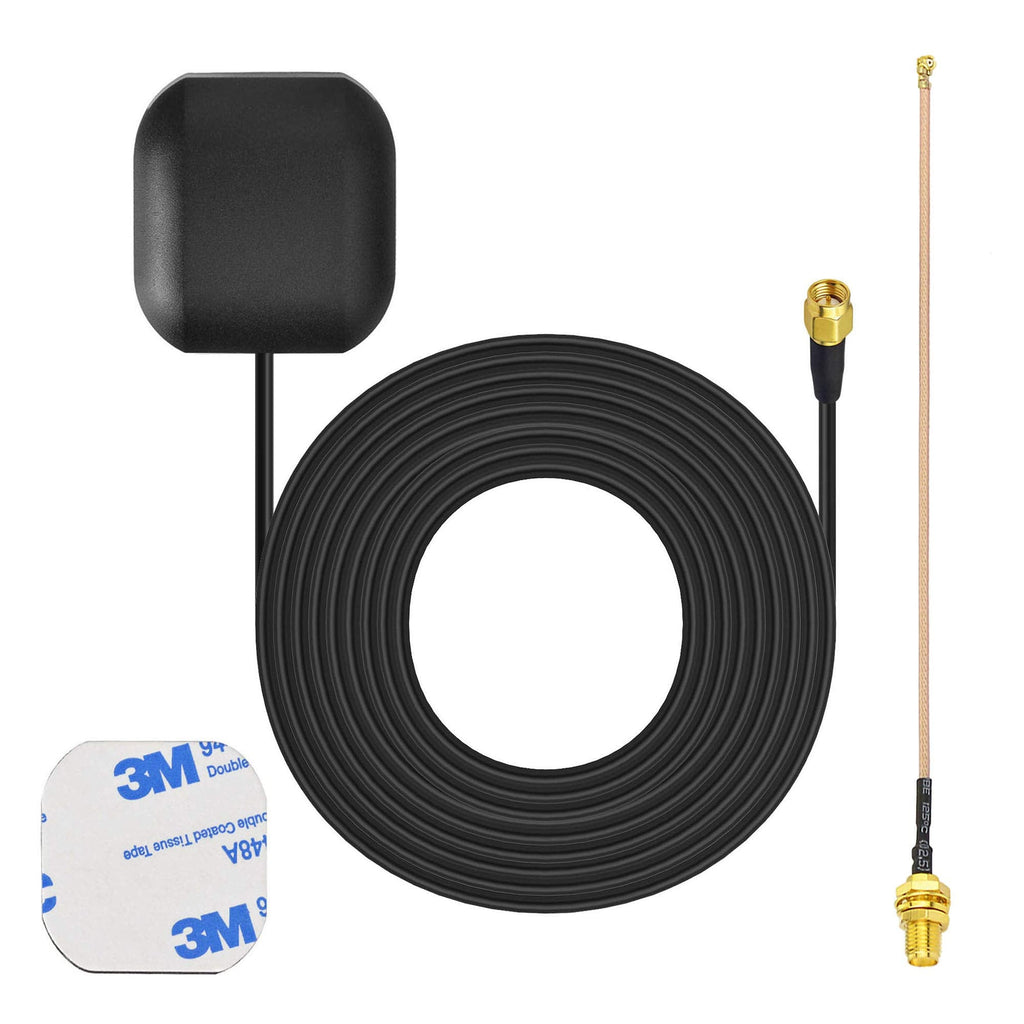 Bingfu Waterproof Active GPS Navigation Antenna Adhesive Mount SMA Male GPS Antenna with 15cm 6 inch U.FL IPX IPEX to SMA Female RG178 Coaxial Pigtail Cable for GPS Module Receiver Tracking with U.FL Cable