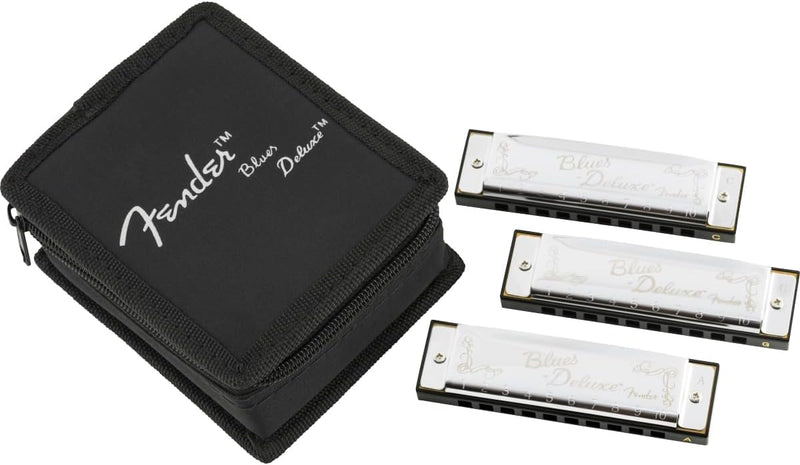 [AUSTRALIA] - Fender Blues Deluxe Harmonica, Pack of 3 with case (Keys C,G,A) Variety 