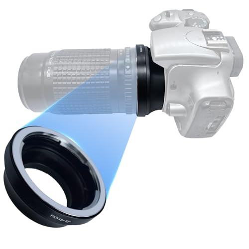 Compatible with PK 645 P645 PK645 Lens to EF (EF, EF-S) Mount SLR Cameras5D,5D Mark II/III,7D,10D,20D,30D, 40D,50D,60D, Rebel xt, xti, xs, xsi,PK645 to EF Lens Adapter.
