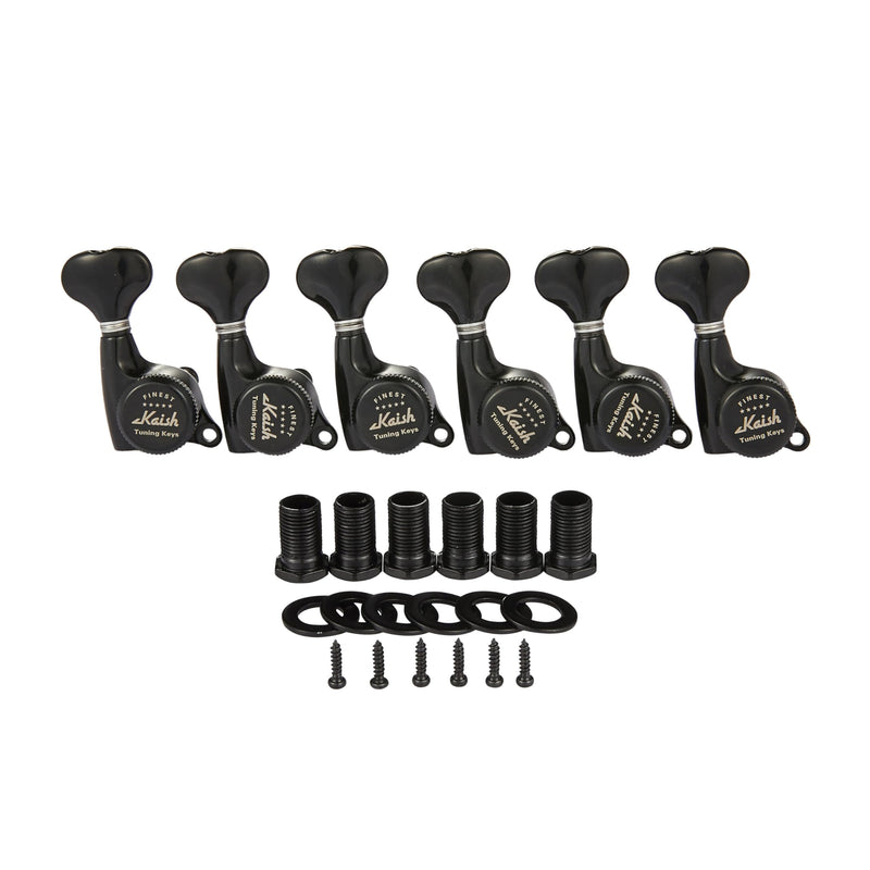 KAISH 18:1 Gear Ratio Guitar Locking Tuners Machine Heads Guitar Locking Tuning Keys Pegs for Strat/Tele/LP/SG most Electric or Acoustic Guitars Black 6 Inline Right Handed