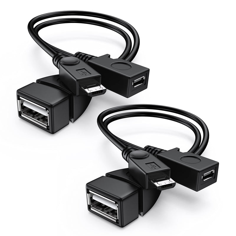 [2 Pack] ANDTOBO 2-in-1 Micro USB OTG Adapter with Power for Fire Stick/Host Devices etc- Black 2 Pack