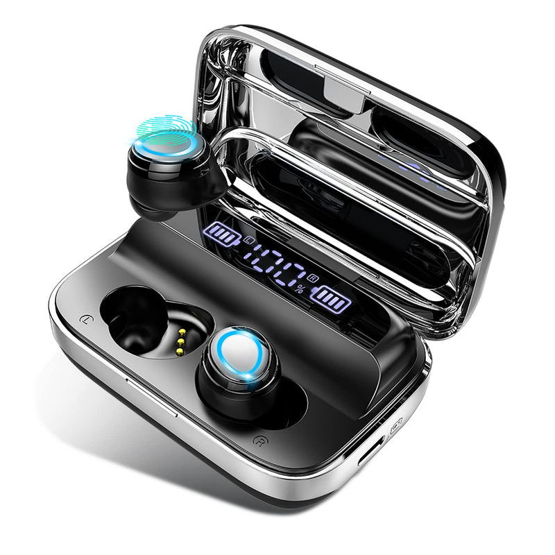 Motast Wireless Earbuds, Bluetooth 5.3 Earbuds 140H Playtime Headphones HD Stereo Noise Cancelling Earphones in Ear with Mic, USB-C Charging Case, IP7 Waterproof Headset for Sports Black Silver