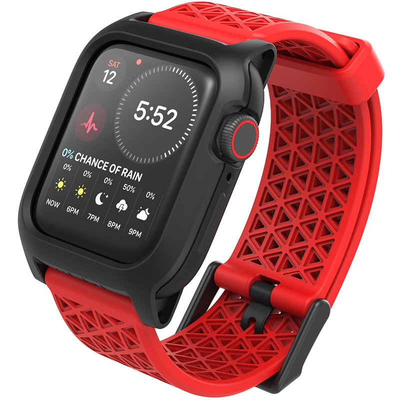 Catalyst - Apple Watch Series 6/5/4/SE (Gen 2/1), 38/40/41mm - Sport Band, Buckle Edition, Hypoallergenic, Breathable, Sports Wristband Replacement Band Without connectors - Army Green Red