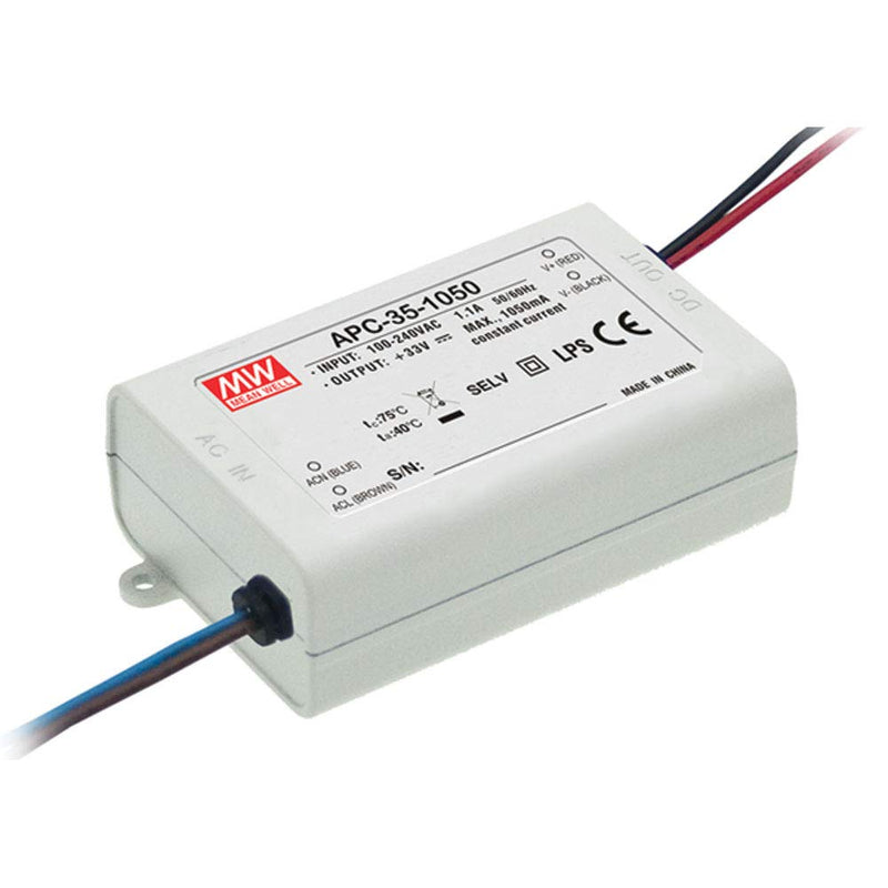 MEAN WELL APC-35-1050 AC to DC LED Driver Enclosed Power Supply Single Output 11-33VDC @ 1050mA, 35 Watt