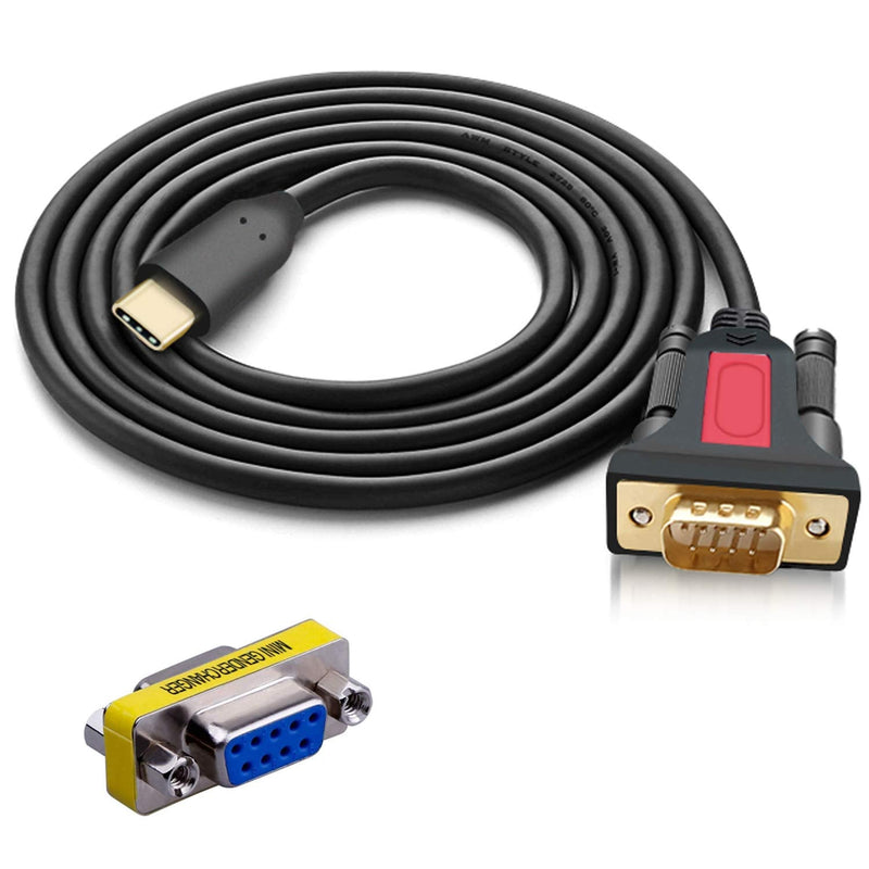 USB Type C to RS232 DB9 Serial(9-Pin) Converter Adapter Cable with a Male to Female Connector, Compatible with MAC OS, Windows, Android, Linux USB C Device (5 FT)