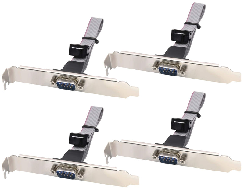 zdyCGTime 1Port DB9 RS232Serial Port Bracket to 10 pin HeaderRibbon Cable Connector Adapter, DB9 Serial Male to 10P Motherboard Header Panel Mount Cable Serial Port Bracket (12in 4Pcs) (1 Port) 1 Port