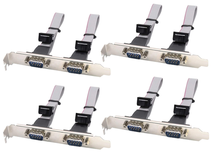 zdyCGTime 2 Port DB9 RS232Serial Port Bracket to 10 pin HeaderRibbon Cable Connector Adapter, DB9 Serial Male to 10P Motherboard Header Panel Mount Cable Serial Port Bracket (12in 4Pcs) (2 Port)