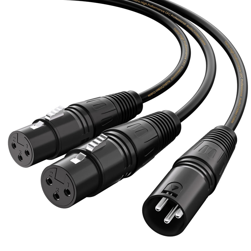 Tisino 10 Feet XLR Y-Splitter Cable, 2 Female to 1 Male, Balanced Mic Adaptor, 3M Black