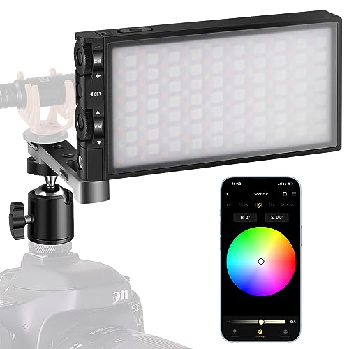 Pixel G1s RGB Video Light with APP Control, 12W 210 Minutes Rechargeable Battery LED Camera Light, 10 Common Lighting Effects, CRI≥97 2500-8500K LED Video Light with Aluminum Alloy Body