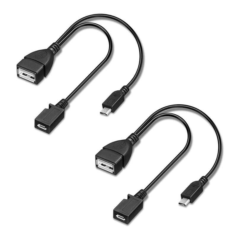OTG Cable for TV Stick 4K/Max/Lite/Cube, Playstation Classic, SNES Mini, Micro USB Host OTG Adapter with Power (2-Pack) 2-Pack