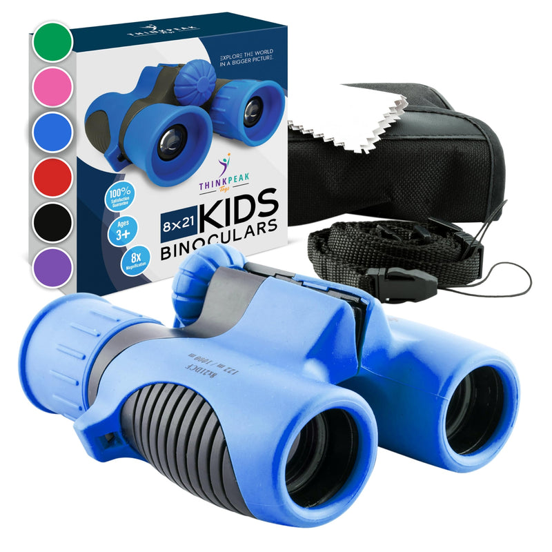 [AUSTRALIA] - Think Peak Blue Binoculars Science Toy for Kids Ages 3-12 Years - Real Compact Outdoor Adventure & STEM Educational Nature Hiking Explorer for Bird Watching, Camping Children’s Birthday Gift 