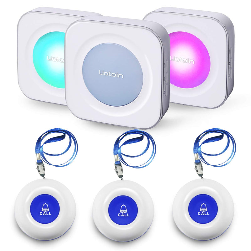 [AUSTRALIA] - Wireless Caregiver Pagers Call Button Nurse Alert System Call Bell Call Light Alert Button for Home/Elderly/Patients/Disabled 3 Transmitters 3 Plugin Receivers (600+ft Operating Range)… 3 Transmitters + 3 Plugin Receivers 