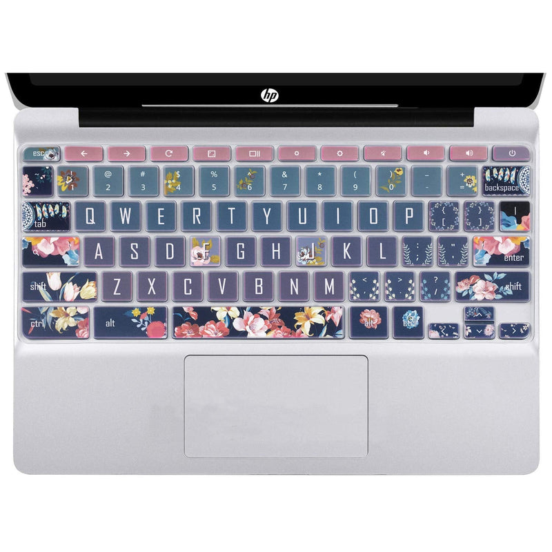 SANFORIN Silicon Keyboard Cover Skin for HP Chromebook 11 x360 11.6", Chromebook 11 G2/G3/G4/G5/G6 EE/G7 EE 11.6’’, HP Chromebook 14-ca 14-ak 14-X Series,HP Chromebook 14 G2 G3 G4,Red Flower Red Flower