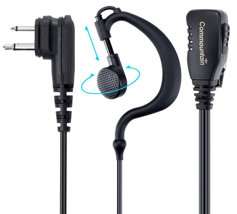 commountain CLS1410 CLS1110 Earpiece with PTT/Mic for Motorola Walkie Talkies Radios DTR550 DTR700 RDU4100 RDU4160D RMU2040 RMU2080D RMU2080 DLR1020, CLS 1410 CLS 1110, G Shape Headset, 2 Pin