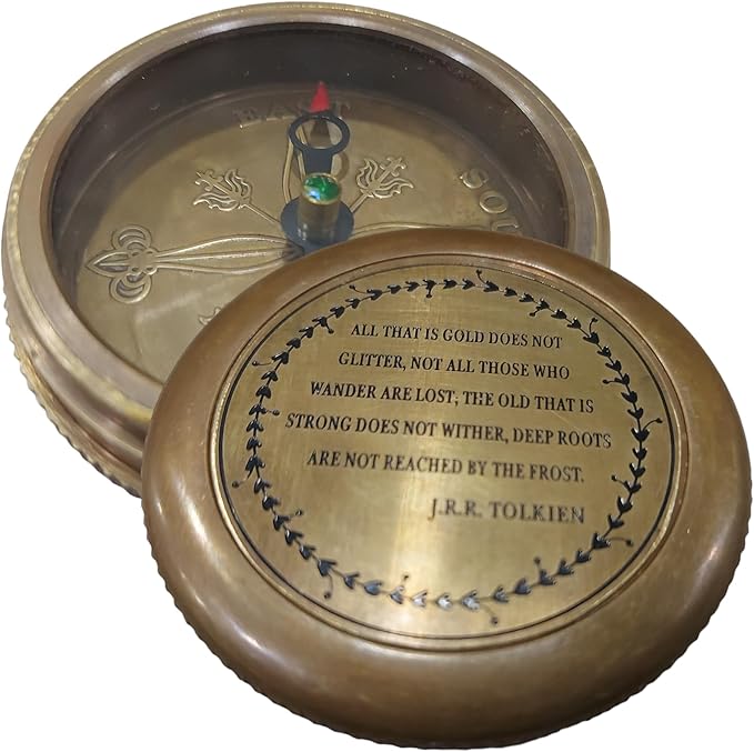 [AUSTRALIA] - Thoreau's Go Confidently Quote/Robert Frost Poem Engraved Compass/J R R Tolkien/John Mascficld/ Quote Compass/Gift for All Occasion.Camping Compass, Boating Compass 