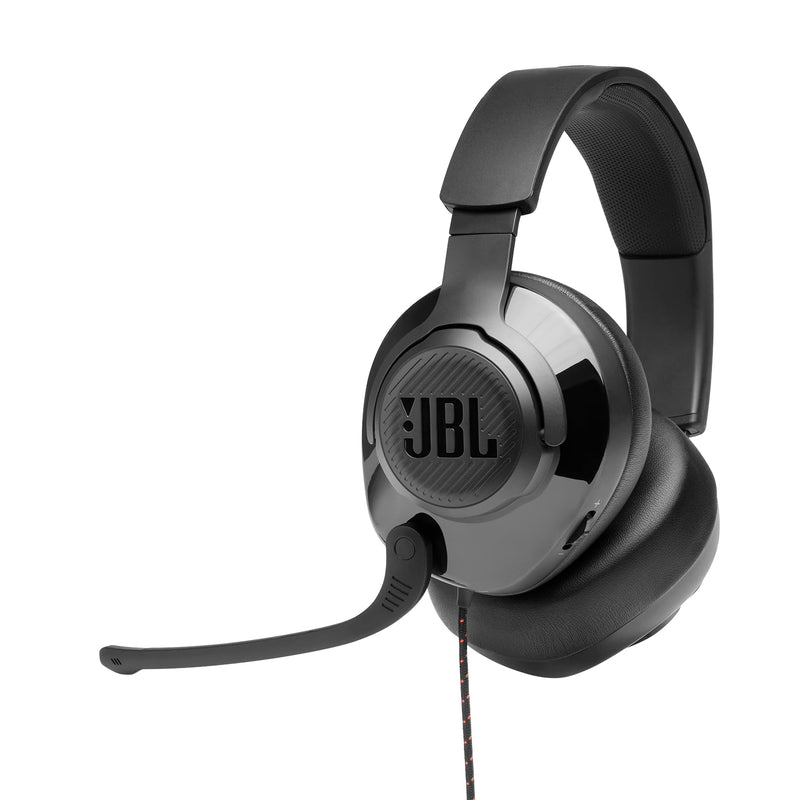 JBL Quantum 200 - Wired over-ear gaming headset with Voice focus directional flip-up mic and memory foam ear cushions (Black) Large