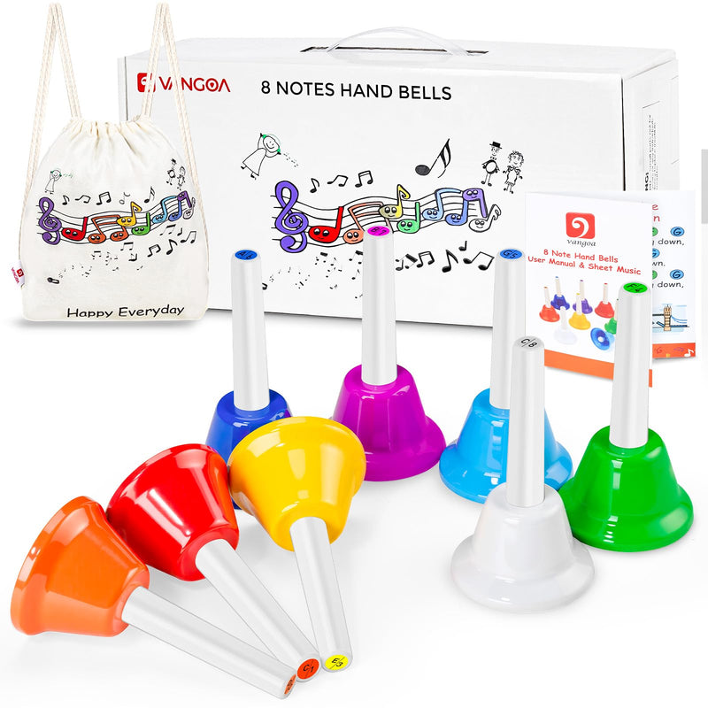 Handbells, Hand Bells Set 8 Note Musical Bells with Colorful Songbook for Toddlers Children Kids Adults School Church Classroom Wedding, by Vangoa
