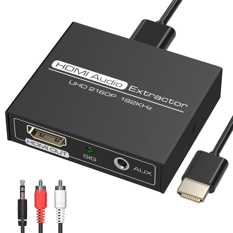 DONGJIAN HDMI Audio Extractor,4K HDMI to HDMI with Audio 3.5mm AUX Stereo and L/R RCA Audio Out,HDMI Audio Converter Adapter Splitter Support 4K 1080P 3D Compatable for PS3 Xbox Fire Stick.