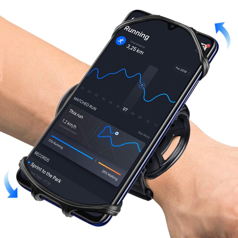 Wristband Running Phone Holder for iPhone 15/14/13/12 Pro Max/11/X/8 Plus/8/7, 360°Rotatable with Key Holder, Sports Wristband for Samsung Galaxy and All 4''-6.5''Phones (Non-Removable-S) Non-removable-S