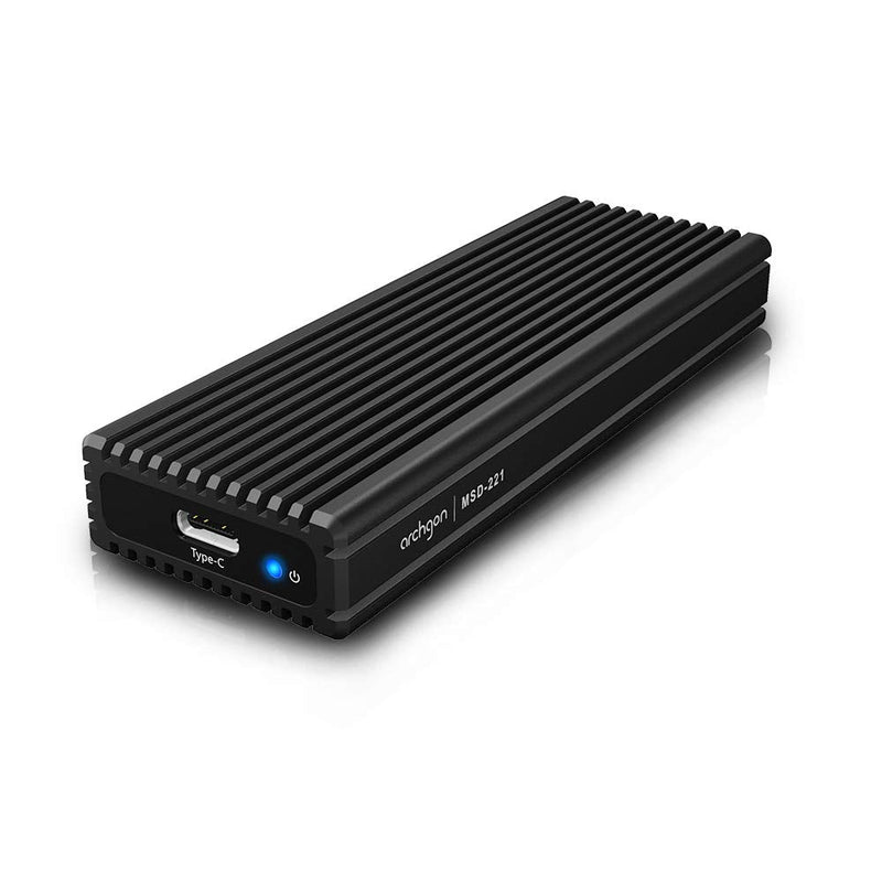 Archgon External SSD Enclosure USB 3.1 Gen.2 NVMe with Both USB-C and USB-A Cables Compatible with M.2 2230/2242/2260/2280 PCIe-Based Solid State Drive Model MSD-221 (Black) Black