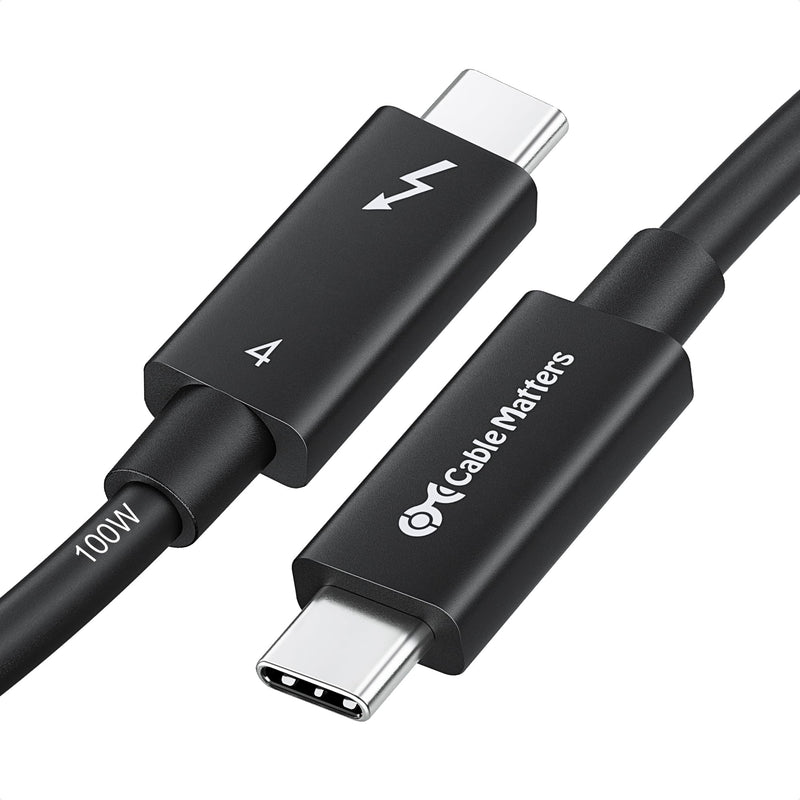 Cable Matters [Intel Certified] 40Gbps Active Thunderbolt 4 Cable, 6.6ft | Black, [8K@60Hz / 4K@240Hz, 100W Charging, 40Gbps Data Transfer], Compatible with Thunderbolt 3, USB4, USB-C Regular