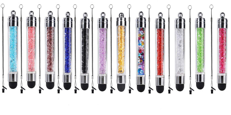 12 Pack XRONG Colors Crystal Capacitive Mini Stylus Universal Touch Screen Pen for iPhone 5s 6s, Samsung Galaxy s5 s4 s3, Android, Smartphones, iPad, S10,S10+,S10e,S9,S9P,Note9,XR,XS MAX (12PACK) 12PACK