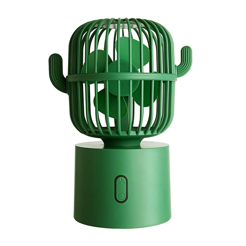 BEISHIDA Personal Fan Small Desktop USB Desk Fan, Cactus Mini Handheld Table 80 Degree Auto Rotation Portable Fans, 3 Speeds Strong Wind, Quiet Operation Fan for Room Home Office Outdoor Travel Green