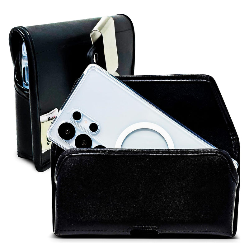 Turtleback Leather Phone Holster for Galaxy S26 Ultra, S25 Ultra, S24 Ultra, to S20 Ultra - Small - Premium Phone Clip with Heavy-Duty Belt Clip – Belt Holder Fits with Slim Cases Horizontal - Leather w/ HD Clip