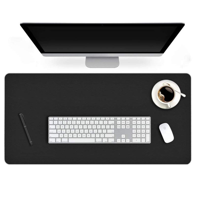 Desk Protector Blotter Pad on Top of Desks PU Leather Office Desk Writing Mat Computer Laptop Gaming Under Keyboard Mouse Pad Desk Decor Accessories Organizer for Women Men Kids Black 16 X 32 Inches 16'' x 32'' inch Midnight Black