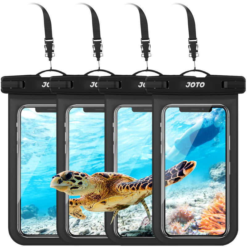 [AUSTRALIA] - JOTO Waterproof Phone Pouch IPX8 Universal Waterproof Case Dry Bag Phone Protector for iPhone 15 14 13 12 11 Pro Max Plus XS XR X 8 Galaxy S23 S22 S21 S20 Pixel Up to 7" -4 Pack, Black 