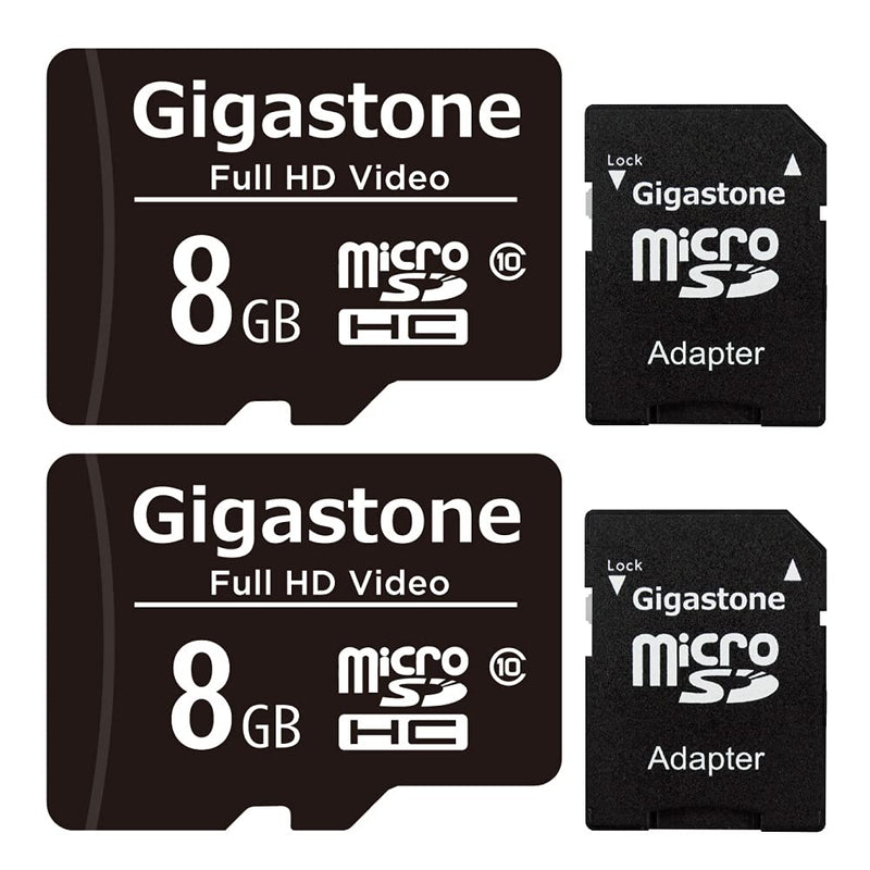 Gigastone 8GB 2-Pack Micro SD Card, Full HD Video, Surveillance Security Cam Action Camera Drone, 80MB/s Micro SDHC Class 10 8GB FHD 2-Pack